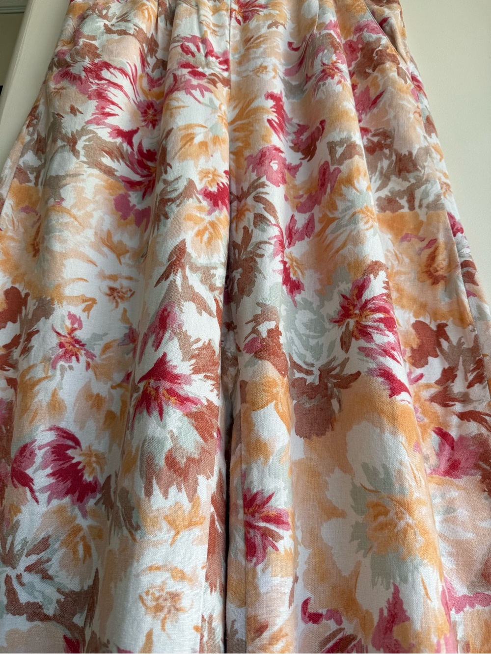 Abercrombie & Fitch Floral Wide Leg Pants – Size L – Fall Style Linen 55%Visco🍂